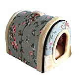 The Original Calming Donut Dog Bed in Shag Fur, Self-Warming Machine Washable Pet Bed Small Indoor Dog Floral House
