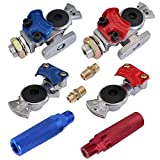 KOOTANS Emergency Glad Hands with Valve Set Aluminum Gladhand Handshake Kit Universal Air Hose Brake Coupling Connector with Anodized Aluminum Handles, for Truck Semi Trailer Tractor RVS