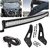 52 inch 288W Offroad Curved LED Light Bar Spot/Flood Combo Beam & Upper Roof Windshield Mount Brackets w/Wiring Kit Fit 2017-2023 Can-am Maverick X3 Max