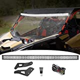 Dasen Compatible with Can-am Maverick X3 2018-2023 50" 288W Off-Road High Power Curved LED Light Bar  Upper Roof Windshield Mount Brackets w/Wiring Kit