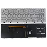 SUNMALL New Laptop Keyboard with Frame and Backlit Compatible with Dell Inspiron 15-7000 15-7537 Series Silver US Layout