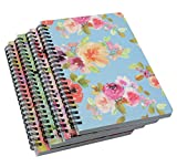 Yansanido 4 Pack (A5) Spiral Notebooks Journal Hardcover Planner 8.26 x 5.9 Inch 160 Pages Ruled Lined Notebook White Paper for Students Office School Supplies (style 6- Flower 4 pack, A5)