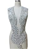 Zbroh Pure Hand Made Sew on Rhinestones Sequins Applique Silver Crystals Patches Wedding Dress Accessory 67x43 cm