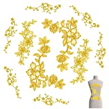 10 Pieces Gold Flower Embroidery Patch Sewing Craft Decoration Fabric Gold Lace Patch Embroidered Appliques Patches for Crafting Wedding Prom Dress Jeans Clothes