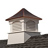 Good Directions Vinyl Coventry Louvered Cupola with Pure Copper Roof,  Maintenance Free Solid Cellular PVC Vinyl, 36" x 49", Reinforced Roof and Louvers, Cupolas