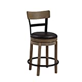 Ball & Cast Swivel Counter Height Barstool 24 Inch Seat Height Light Brown Set of 1