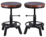 Industrial Bar Stool-Set of 2,Swivel Adjustable Counter Height Stool,Farmhouse Kitchen Stools,17"-24"