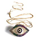 Lariat Necklace Big Evil Eye Pendant Adjustable Versatile Chain up to 40 inches Length