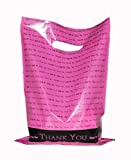 Merchandise Thank You Bags: ACME Bag Bros 100 Small hot Pink Glossy Retail"Thank You" Merchandise Bags with Handles 9" x 12"