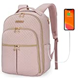 Laptop Backpack Fashion Womens Backpacks BAGSMART 15.6 inches Notebook Bags Stylish for School College Business Work Travel Gift for Women Girls Pink