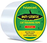 Petslucent Cat Scratch Furniture Protector Tape, Cat Anti Scratch Deterrent Training Tape, Double Sided Clear Sticky Paws Guards for Carpet, Sofa, Couch, Door (3''x 30 Yards, Green)