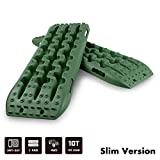 STEGODON New Recovery Traction Tracks Slim(Set of 2), Recovery Traction Mats Sand Snow Mud Track Off Road Tire Ladder 4WD（Olive-Slim）