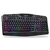 Redragon K503 Wireless Gaming Keyboard, RGB LED Backlit,Multimedia Keys, Silent Membrane Keyboard with Wrist Rest for Windows PC Games (Black)