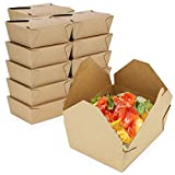 [40 Pack] 48 oz Paper Take Out Containers 6.8 x 5.5 x 2.5" - Kraft Lunch Meal Food Boxes, Disposable Storage to Go Packaging, Microwave Safe, Leak Grease Resistant for Restaurant and Catering