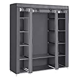 SONGMICS 59-Inch Portable Closet Wardrobe, Closet Storage Organizer with Shelves and Cover for Hanging Clothes, Non-Woven Fabric, Quick and Easy Assembly, Gray ULSF03G