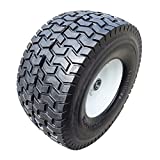 2-Pack 15x6.5-6" Flat Free Tire on Wheels for Lawn & Garden Mower .Turf Tread, 3" Centered Hub.3/4" Ball Bearing