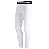 COOLOMG Youth Compression Pants Baselayer Leggings Tights Men Boys Basketball Football White M