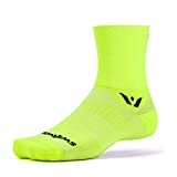 Swiftwick ASPIRE FOUR Trail Running & Cycling Socks, Compression Fit (Yellow, Large)