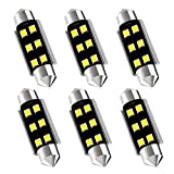 AUXLIGHT 211-2 212-2 578 569 214-2 41MM 1.61”Festoon Canbus Error Free LED Interior Light Bulbs 6000K Xenon White, Super Bright 6SMD Chips for Dome Map Door Courtesy License Plate Lights (Pack of 6)