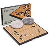 Yellow Mountain Imports Medium Magnetic 19x19 Go Game Set Board, 11-Inch with Single Convex Plastic Go Stones - Folding, Portable & Travel-Size Set - Made