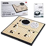 AMEROUS 11 Inches Magnetic Go Game Set (19 x 19), Travel Foldable Board Game Set with Magnetic Plastic Stones & Go Game Rules for Beginner, Kids, Adults Weiqi