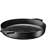 Bruntmor Pre-Seasoned Cast Iron Grill Pan for Outdoor/Indoor Cooking. 16" Large Skillet with Dual Handles Durable Frying Pan. Deep Pan with 2 Large Loop Handles, Camping Skillet, Fry Pan - 3" Deep