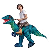 GOOSH 72 INCH Inflatable Costume for Adults, Halloween Costumes Men Women Green Dinosaur Rider, Blow Up Costume for Unisex Godzilla Toy