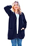 Woman Within Women's Plus Size Long-Sleeve Shaker Cardigan Sweater - 3X, Navy Blue