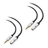 Cable Matters 2-Pack Headset Extension Cable 6 ft (3.5mm Extension Cable/TRRS Extension Cable, Gaming Headset Extension Cable) with Mic Support in Black – 6 Feet