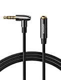 UGREEN 3.5mm Extension Cable Headphone Male to Female 4 Pole Aux Audio Mic Extender TRRS Mini Jack Stereo Cord Angled Compatible with Gaming Headset Earphone, Switch Lite PS4, TV PC Car, Speaker, 3FT