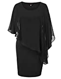 Hanna Nikole Women's Overlay Party Dress Chiffon Poncho Slit Sleeve Pencil Dress Black 20W