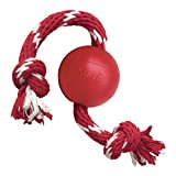 KONG - Ball with Rope - Durable Rubber, Fetch and Chew Toy - for Small Dogs