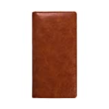 GNEGNI Leather Checkbook Cover with Built-in Divider Pen holder For Men Women Checkbook Holder Wallet RFID Blocking