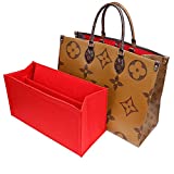 Doxo Purse Organizer Insert, Bag Felt with Zipper Perfect for LV ONTHEGO GM Handbag (Red-With Cover, XL-GM )