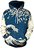 Chaos World Men's Novelty Hoodie Realistic 3D Print Pullover Unisex Casual Sweatshirt(2XL,Wave)
