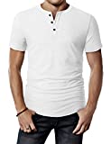 H2H Mens Thin Henley Button-Down Slim Fit Rollup Sleeve T-Shirts White US M/Asia L (CMTTS0203)