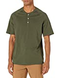 Amazon Essentials Men's Regular-Fit Short-Sleeve Slub Henley T-Shirt,Olive,Medium