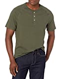 Amazon Essentials Men's Slim-Fit Short-Sleeve Slub Henley T-Shirt, Olive, X-Large