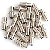 Pasow F81 Barrel Connectors High Frequency 3GHz Female to Female F-Type Adapter Couplers (20 pcs, Silver)