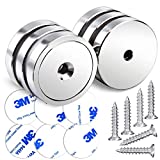 LOVIMAG Neodymium Cup Magnets,110LBS Holding Force Strong Rare Earth Magnets with Heavy Duty Countersunk Hole and Double Sided Adhensive&Stainless Screws for Refrigerator Magnets,Office etc,Pack of 6