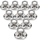 BAVITE Magnetic Hooks, 95 LB（43KG）Heavy Duty Magnetic Hooks with Countersunk Hole Eyebolt, Perfect for Home, Kitchen, Workplace, Office and Garage, Pack of 10