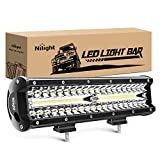 Nilight Led Light Bar 12Inch 300W Triple Row Flood Spot Combo 30000LM Bar Driving Boat Lighting Led Off Road Lights for Trucks,2 Years Warranty