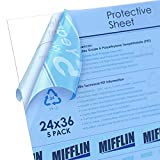 MIFFLIN Flexible Clear Plastic Sheet (24x36 x 0.03 inch, 5 Pack), PET is Similar to Plexiglass & Acrylic Yet Lightweight & Thin, Perfect Protective Barrier, General Purpose Household Use, Easy to Cut