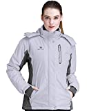 CAMEL CROWN Women’s Mountain Snow Waterproof Ski Jacket Detachable Hood Windproof Fleece Parka Rain Jackt Winter Coat Gray XL