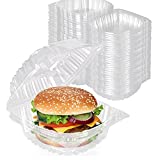 Stock Your Home Plastic 5 x 5 Inch Clamshell Takeout Trays (100 Pack) - Dessert Containers - Plastic Hinged Food Container - Disposable Plastic to Go Boxes for Salads, Pasta, Sandwiches