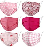 Pleated Face Mask Reusable Washable Cloth Cotton Fabric for Women Lady Female Ladies Cute Fashion Breathable Comfortable Thin Adjustable Stylish Pretty Designer 3 Layer Stretchy Facemask Pink Paisley Plaid Check Dot