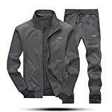 MAGNIVIT Men's Tracksuit Set Full Zip Long Sleeve Running Sportwear Suit #1 Dark Grey