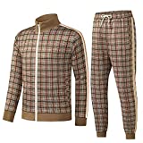 Track Jogging Suits for Men Set Running Sweatsuits 2 Piece Casual Tracksuits Joggers Outfits Workout Sports Jacket and Pants 2101 Brown L