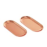 Davi Atelier Stainless Steel Jewelry Trays Bathroom Sink Vanity Trays Cosmetics Holder Display Organizer for Keys Phone Jewelry Watch Wallet Trinket，Oval Plate (Rose Gold Small)