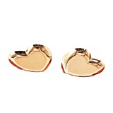 Davi Atelier 2PCS Heart-Shaped Stainless Steel Ring Dish, Jewelry Tray, Small Trinket Pallet, 3.6 x 3.4 Inches (Rose Gold Tone) (Heart-Shaped)